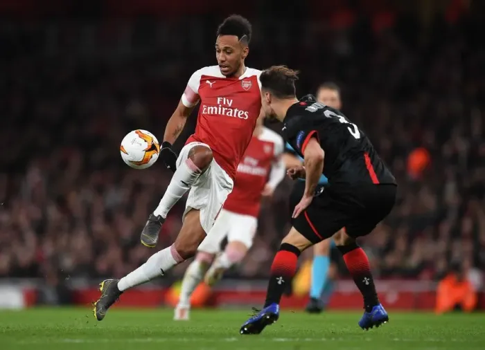 Framed Print : Aubameyang's Sneaky Move: Arsenal's Europa League Victory over Rennes Framed Print : Aubameyang's Sneaky Move: Arsenal's Europa League Victory over Rennes