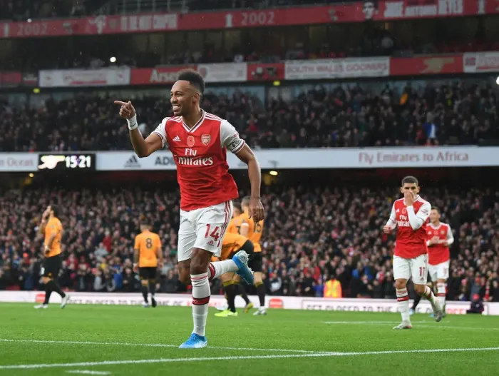 Framed Print : Aubameyang's Strike: Arsenal vs. Wolverhampton Wanderers, Premier League 2019-20 Framed Print : Aubameyang's Strike: Arsenal vs. Wolverhampton Wanderers, Premier League 2019-20