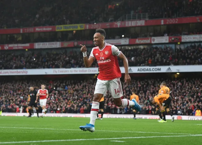 Framed Print : Aubameyang's Strike: Arsenal's Premier League Victory Over Wolverhampton Wanderers (2019-20)