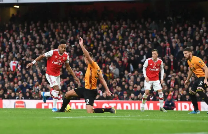Framed Print : Aubameyang's Strike: Arsenal's Triumph over Wolverhampton Wanderers in the Premier League 2019-20 Framed Print : Aubameyang's Strike: Arsenal's Triumph over Wolverhampton Wanderers in the Premier League 2019-20