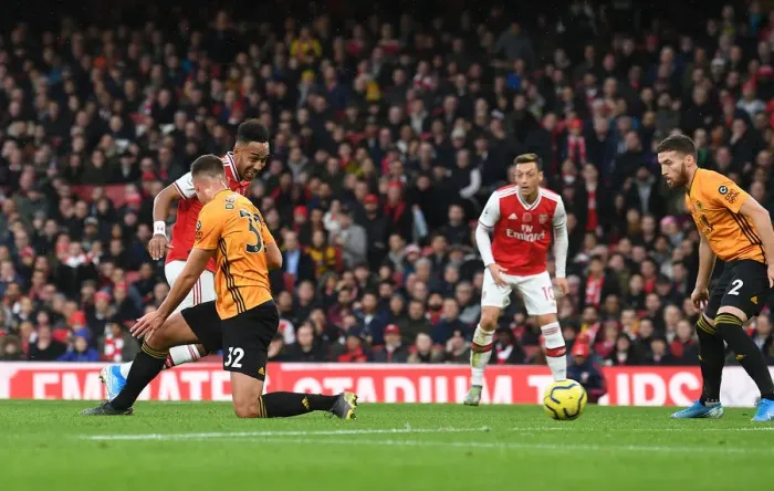Framed Print : Aubameyang's Strike: Arsenal's Triumph over Wolverhampton Wanderers in Premier League 2019-20 Framed Print : Aubameyang's Strike: Arsenal's Triumph over Wolverhampton Wanderers in Premier League 2019-20