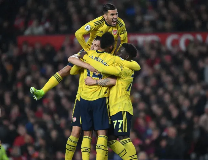 Framed Print : Aubameyang's Strike: Manchester United vs. Arsenal, 2019-20 Premier League