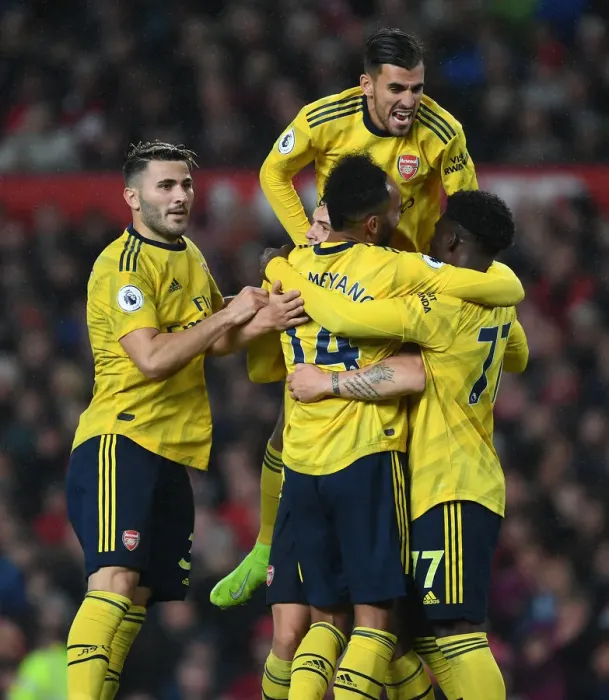 Framed Print : Aubameyang's Strike: Thrilling Arsenal Victory over Manchester United in the 2019-20 Premier League