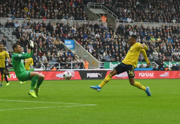 Framed Print : Aubameyang's Stunner: Arsenal's Winning Goal vs. Newcastle United, Premier League 2019-20