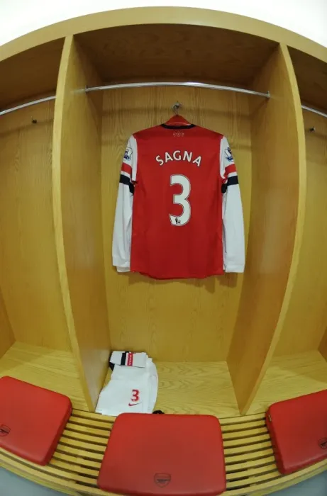 Framed Print : Bacary Sagna: Arsenal Changing Room Before Arsenal vs. Queens Park Rangers (2012-13)