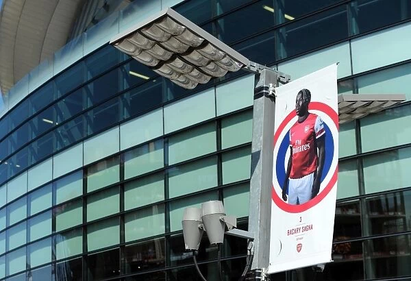 Bacary Sagna banner outside the stadium. Arsenal 0:0 Sunderland. Barclays Premier League