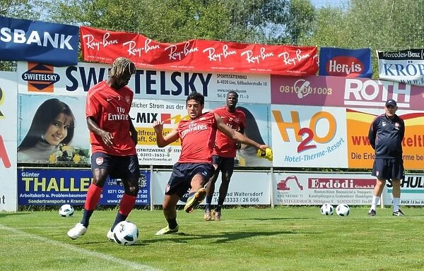 Bacary Sagna and Carlos Vela (Arsenal). Arsenal Training Camp, Bad Waltersdorf