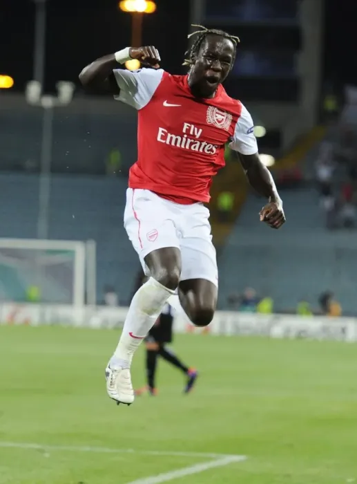 Framed Print : Bacary Sagna Celebrates Second Goal in Arsenal's UEFA Champions League Victory over Udinese Calcio (2011)