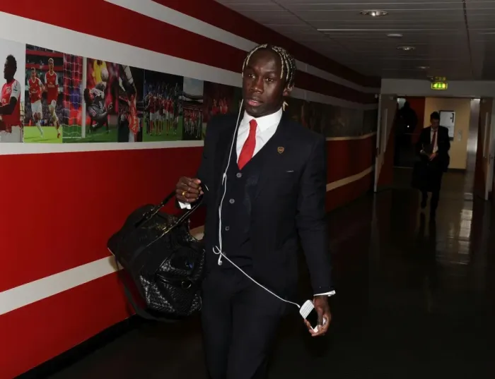 Framed Print : Bacary Sagna Heads to Emirates Stadium: Arsenal vs Marseille, UEFA Champions League, 2013