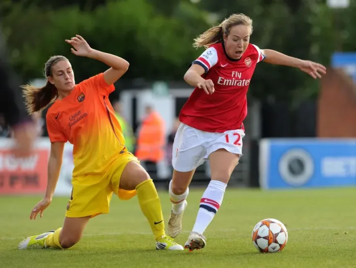 Framed Print : Battle of the Best: Gemma Davison vs. Alexia Putellas in Arsenal Ladies vs. Barcelona's UEFA Women's Champions League Showdown