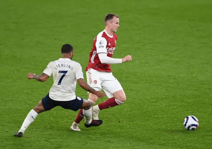 Framed Print : Battle at the Empty Emirates: Rob Holding vs Raheem Sterling, Arsenal vs Manchester City, Premier League 2021 Framed Print : Battle at the Empty Emirates: Rob Holding vs Raheem Sterling, Arsenal vs Manchester City, Premier League 2021