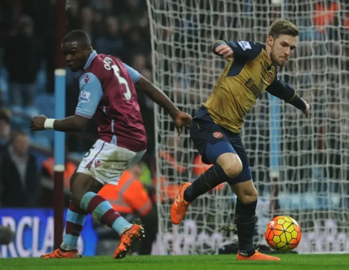 Framed Print : Battle in the Midfield: Aaron Ramsey vs. Jores Okore (Premier League, 2015) Framed Print : Battle in the Midfield: Aaron Ramsey vs. Jores Okore (Premier League, 2015)