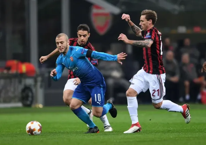 Framed Print : Battle of Midfield: Jack Wilshere vs. Lucas Biglia - Arsenal vs. AC Milan, Europa League 2017-18 Framed Print : Battle of Midfield: Jack Wilshere vs. Lucas Biglia - Arsenal vs. AC Milan, Europa League 2017-18
