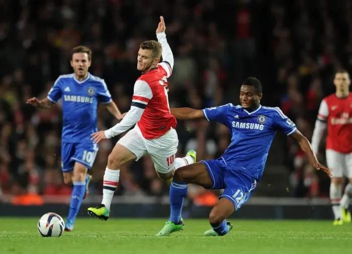 Framed Print : Battle of the Midfield: Jack Wilshere vs. Jon Mikel Obi (Arsenal vs. Chelsea, Capital One Cup 2013-14) Framed Print : Battle of the Midfield: Jack Wilshere vs. Jon Mikel Obi (Arsenal vs. Chelsea, Capital One Cup 2013-14)