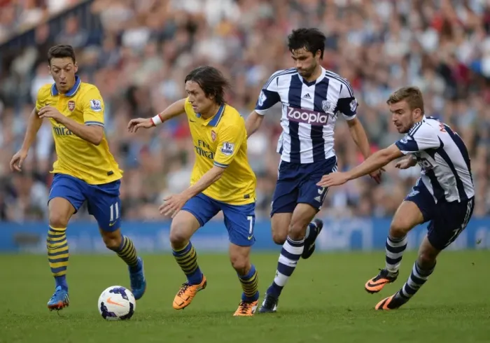 Framed Print : Battle of Midfield: Ozil and Rosicky vs. Yacob and Morrison - Arsenal vs. West Bromwich Albion (2013-14)