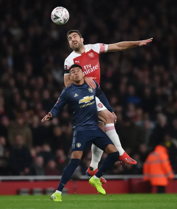 Framed Print : Battle of the Midfield: Sokratis vs. Lingard - Arsenal vs. Manchester United FA Cup Clash Framed Print : Battle of the Midfield: Sokratis vs. Lingard - Arsenal vs. Manchester United FA Cup Clash