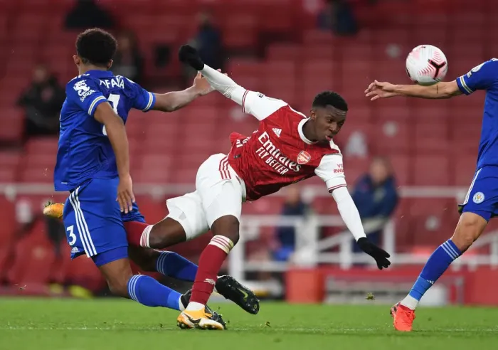 Framed Print : Empty Battle: Nketiah vs Fofana, Arsenal vs Leicester City - Premier League 2020-21