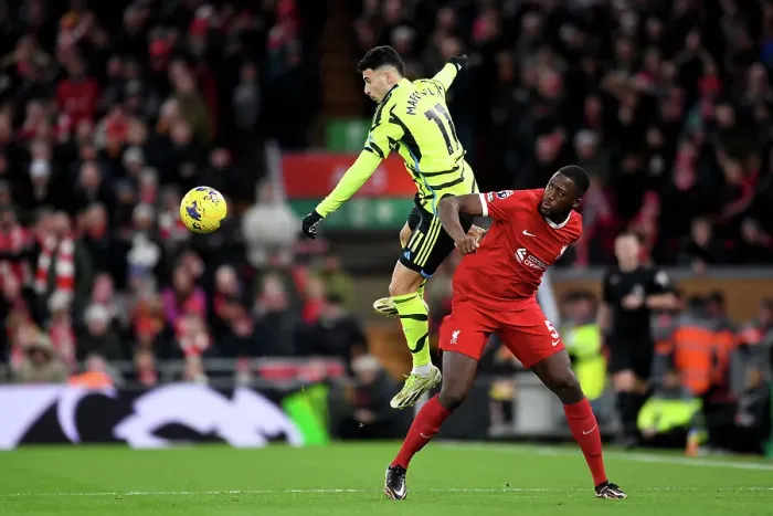 Framed Print : Battle for Possession: Martinelli vs. Konate - Liverpool vs. Arsenal, Premier League 2023-24 Framed Print : Battle for Possession: Martinelli vs. Konate - Liverpool vs. Arsenal, Premier League 2023-24