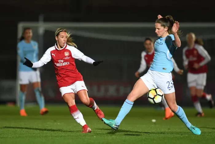 Framed Print : Battle of Stars: Nobbs vs McManus in Arsenal Women's Thrilling Showdown against Manchester City Ladies (Continentaal Cup Final) Framed Print : Battle of Stars: Nobbs vs McManus in Arsenal Women's Thrilling Showdown against Manchester City Ladies (Continentaal Cup Final)