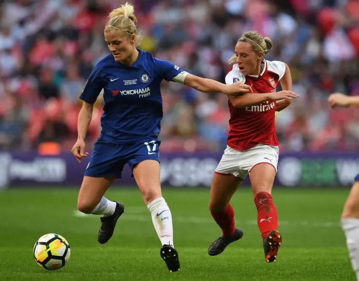 Framed Print : Battling for FA Cup Victory: Nobbs vs. Chapman, Arsenal Women vs. Chelsea Ladies