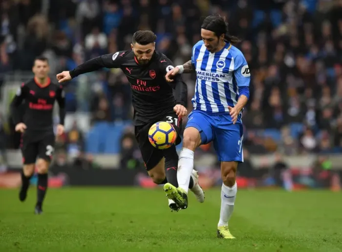 Framed Print : Battling Full-Backs: Kolasinac vs. Schelotto - A Premier League Showdown at Brighton