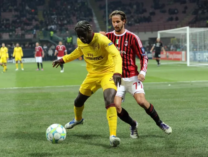 Framed Print : Battling for Possession: Bacary Sagna vs. Luca Antonini - AC Milan vs. Arsenal, UEFA Champions League 2012 Framed Print : Battling for Possession: Bacary Sagna vs. Luca Antonini - AC Milan vs. Arsenal, UEFA Champions League 2012
