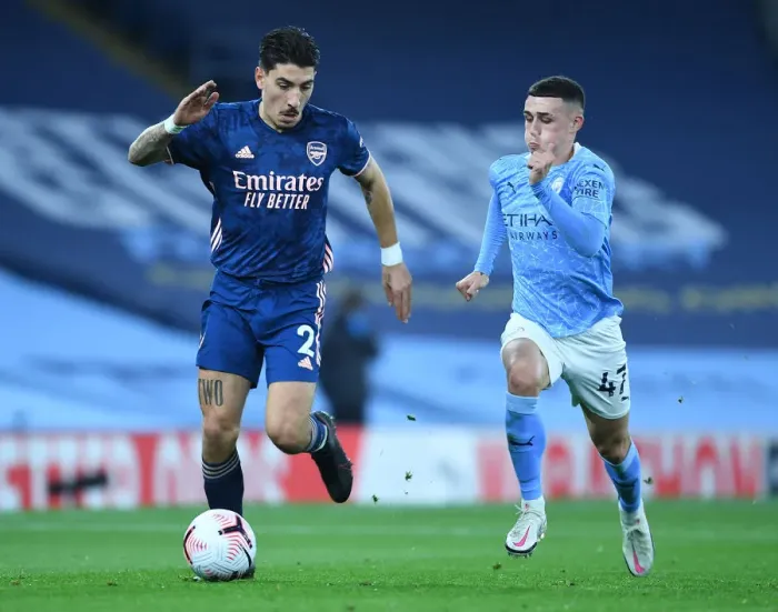 Framed Print : Bellerin Breaks Past Foden: Manchester City vs. Arsenal, 2020-21 Premier League Framed Print : Bellerin Breaks Past Foden: Manchester City vs. Arsenal, 2020-21 Premier League