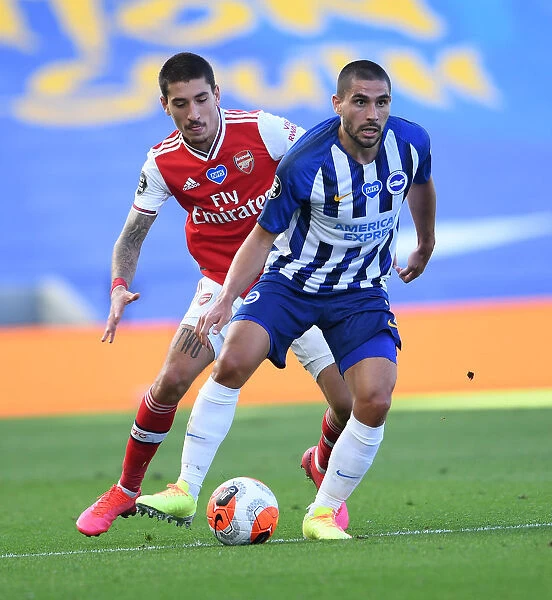 Bellerin Clashes with Maupay: Intense Moment from Brighton vs. Arsenal Premier League Match (2019-20)