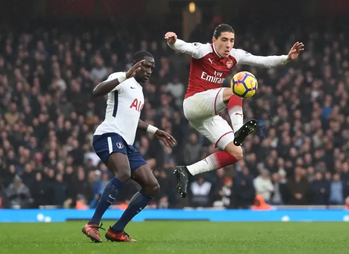 Framed Print : Bellerin Outmuscles Sissoko: Arsenal vs. Tottenham, Premier League Showdown