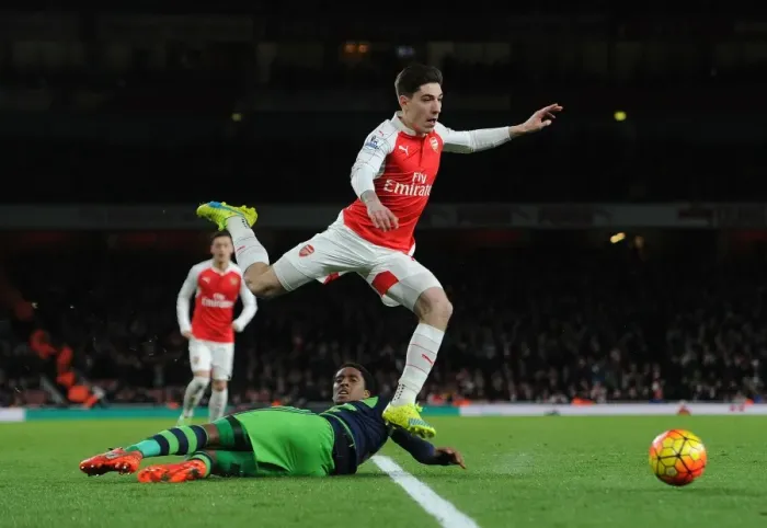 Framed Print : Bellerin Soars Over Fer: Arsenal vs Swansea City Clash Framed Print : Bellerin Soars Over Fer: Arsenal vs Swansea City Clash