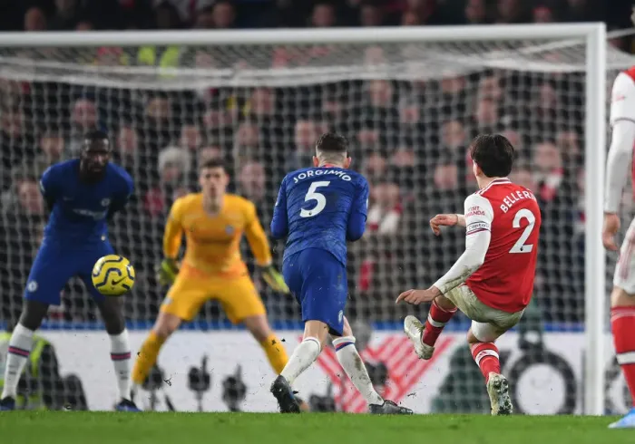 Framed Print : Bellerin Strikes: Arsenal's Dramatic Win Against Chelsea in the Premier League 2019-20