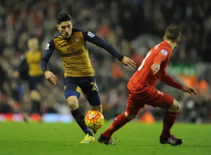 Framed Print : Bellerin vs Moreno: A Footballing Battle in the Premier League Clash between Liverpool and Arsenal