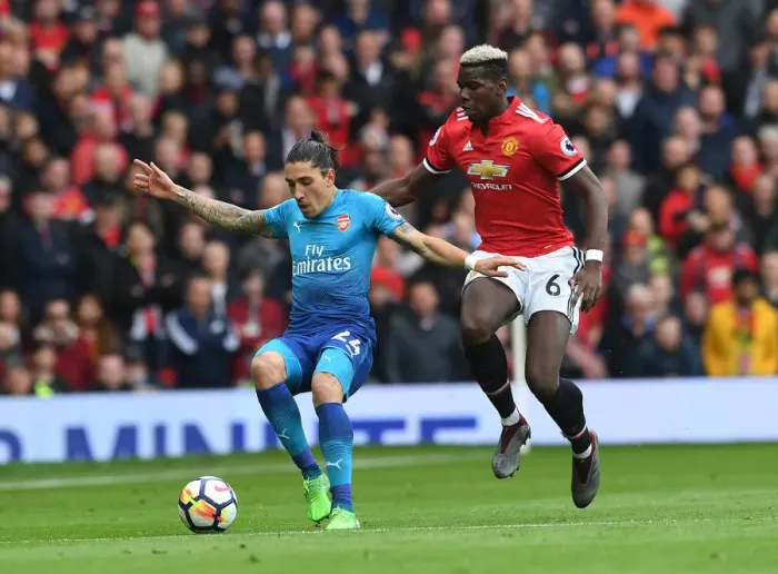 Framed Print : Bellerin vs Pogba: Clash of the Titans - Manchester United vs Arsenal, Premier League 2017-18