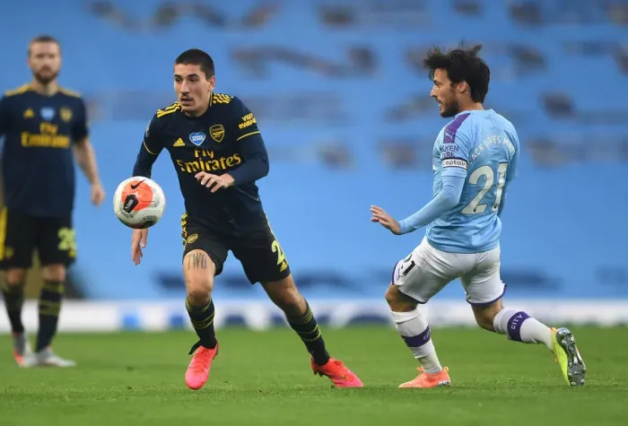 Framed Print : Bellerin vs. Silva: Battle at the Etihad - Manchester City vs. Arsenal, Premier League 2019-20