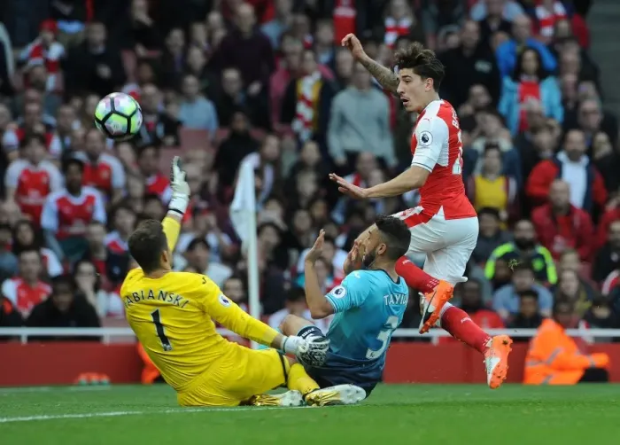 Framed Print : Bellerin's Blocked Shot: Arsenal vs Swansea City Framed Print : Bellerin's Blocked Shot: Arsenal vs Swansea City