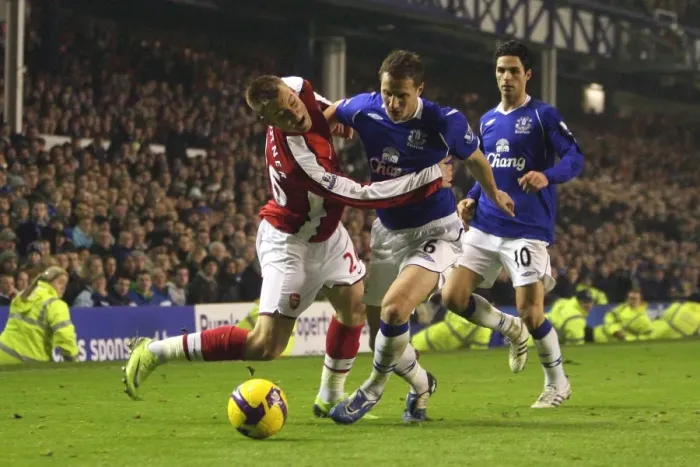 Framed Print : Bendtner vs Jagielka: Stalemate at Goodison Park, Everton vs Arsenal, Barclays Premier League, 2009 Framed Print : Bendtner vs Jagielka: Stalemate at Goodison Park, Everton vs Arsenal, Barclays Premier League, 2009