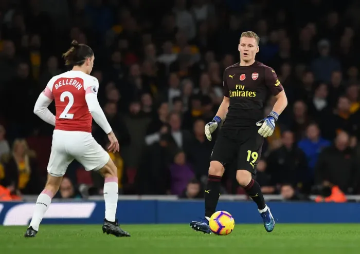Framed Print : Bernd Leno in Action: Arsenal vs. Wolverhampton Wanderers, Premier League 2018-19