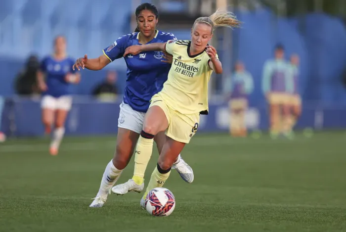 Framed Print : Beth Mead Faces Off Against Gabby George: Everton Women vs. Arsenal Women, FA WSL Showdown Framed Print : Beth Mead Faces Off Against Gabby George: Everton Women vs. Arsenal Women, FA WSL Showdown