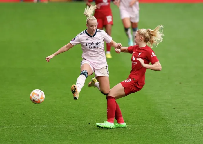 Framed Print : Beth Mead vs. Ceri Holland: A Battle for Supremacy in the FA Womens Super League - Liverpool FC vs. Arsenal