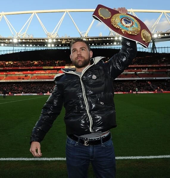 Boxer Billy Joe Saunders at Arsenal vs Burnley FA Cup Fourth Round Half Time