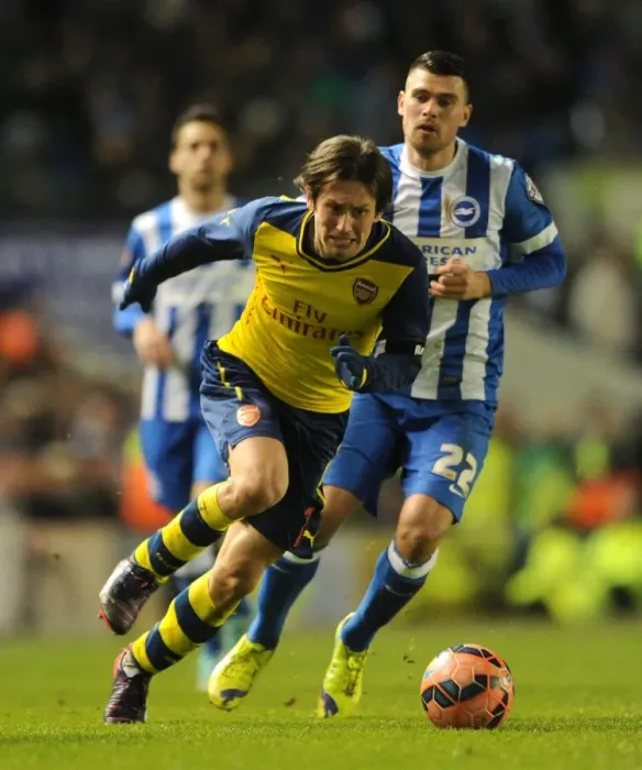 Framed Print : Brighton vs Arsenal: Rosicky Clashes with Holla in FA Cup Showdown Framed Print : Brighton vs Arsenal: Rosicky Clashes with Holla in FA Cup Showdown