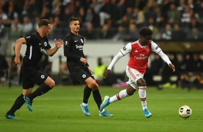 Framed Print : Bukayo Saka in Action: Arsenal vs. Eintracht Frankfurt, UEFA Europa League 2019-20