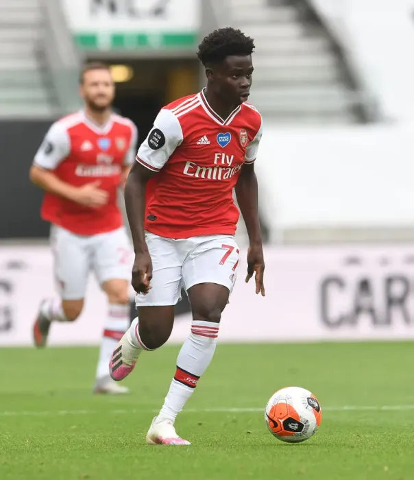 Framed Print : Bukayo Saka in Action: Arsenal vs. Wolverhampton Wanderers, Premier League 2019-2020