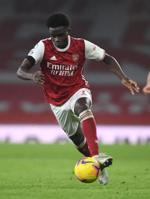 Framed Print : Bukayo Saka in Action: Arsenal vs. Wolverhampton Wanderers (2020-21) - Emirates Stadium