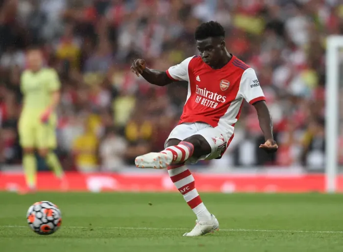 Framed Print : Bukayo Saka in Action: Arsenal vs. Chelsea, Premier League 2021-22