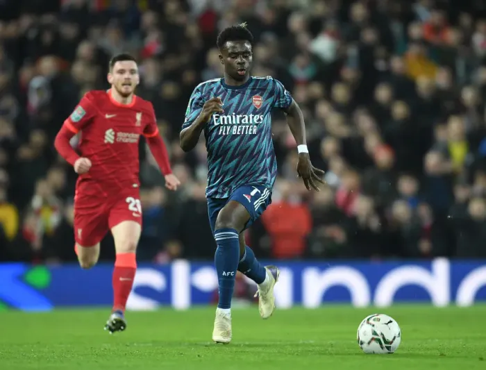 Framed Print : Bukayo Saka in Action: Arsenal vs. Liverpool - Carabao Cup Semi-Final Framed Print : Bukayo Saka in Action: Arsenal vs. Liverpool - Carabao Cup Semi-Final