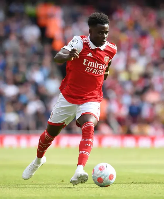 Framed Print : Bukayo Saka in Action: Arsenal vs. Everton, Premier League 2021-22
