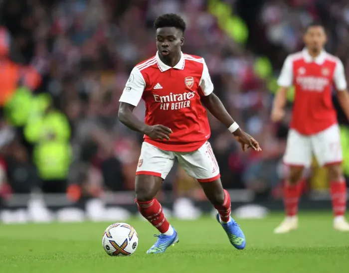Framed Print : Bukayo Saka in Action: Arsenal vs. Liverpool, 2022-23 Premier League