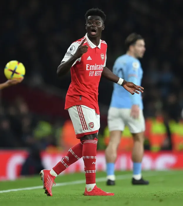 Framed Print : Bukayo Saka in Action: Arsenal vs Manchester City, Premier League 2022-23 Framed Print : Bukayo Saka in Action: Arsenal vs Manchester City, Premier League 2022-23