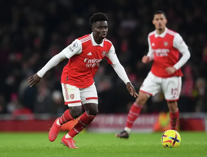 Framed Print : Bukayo Saka in Action: Arsenal vs Manchester United, Premier League 2022-23